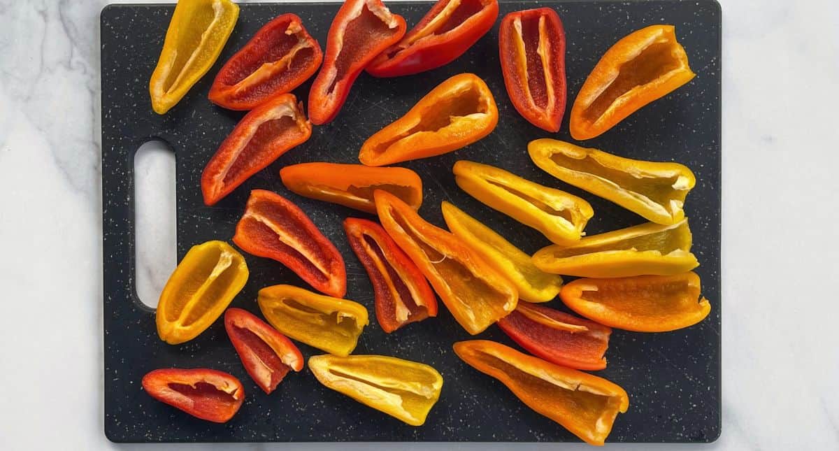 mini bell peppers cut in half, lengthwise
