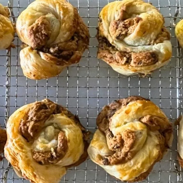 cookie puff pastry cooling on a wire rack