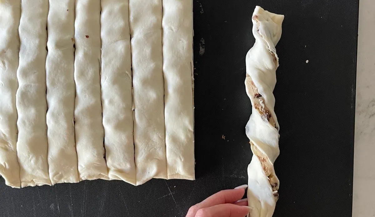 twisting each strip of dough